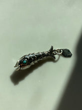 Load image into Gallery viewer, Articulated Fish Sterling Silver Pendant w/ Turquoise Eyes
