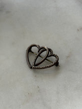 Load image into Gallery viewer, Antique Double Heart Sterling Brooch
