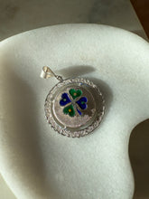 Load image into Gallery viewer, Vintage Enamel Four Leaf Clover Sterling Silver Pendant
