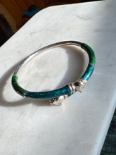 Load image into Gallery viewer, Blue &amp; Green Enamel Dueling Panther Sterling Silver Bracelet
