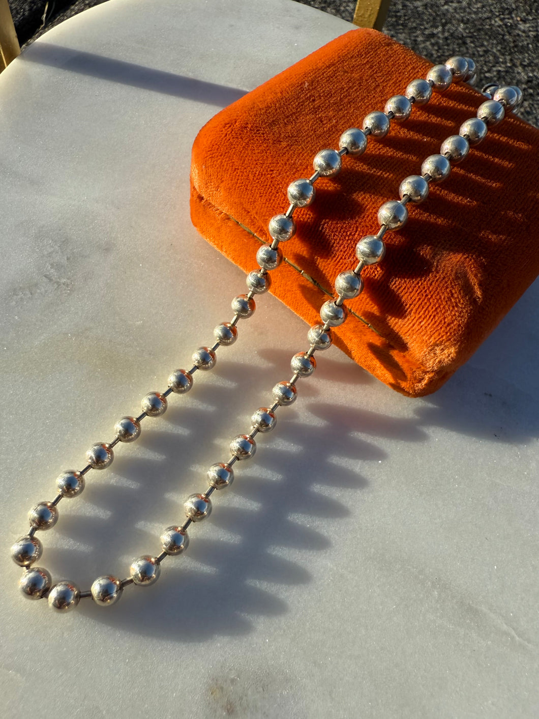 Vintage 90s Italian Ball Chain Sterling Silver Necklace 16”