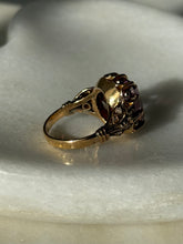 Load image into Gallery viewer, Victorian Purple Spinel 18k Gold Ring w/ Rose Cut Diamonds &amp; Emeralds Size 6.5
