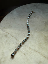 Load image into Gallery viewer, Blue Topaz Gold Vermeil Tennis Bracelet 7.25”
