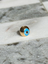 Load image into Gallery viewer, Enamel Evil Eye Solid 18k Gold Spacer Bead Charm
