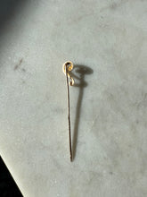 Load image into Gallery viewer, Antique 10k Rosey Gold Pearl Question Mark Stick Pin
