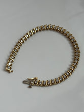 Load image into Gallery viewer, Vintage Solid 14k Yellow Gold Natural Diamond S-Link Tennis Bracelet 7”
