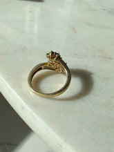 Load image into Gallery viewer, Lab Grown Emerald Flower Gold Vermeil Ring Size 6.25
