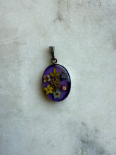 Load image into Gallery viewer, Purple Pressed Flowers Sterling Silver Pendant
