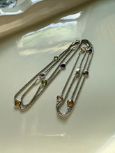 Load image into Gallery viewer, Multi-gemstone Sterling Silver Station Chain Necklace 36”
