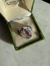 Load image into Gallery viewer, Red Cardinal Sterling Silver Inlay Signet Ring Size 7.75

