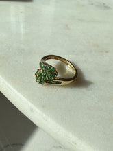 Load image into Gallery viewer, Lab Grown Emerald Flower Gold Vermeil Ring Size 6.25
