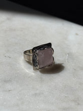 Load image into Gallery viewer, Rose Quartz Sterling Silver Square Ring Size 6
