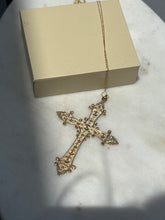 Load image into Gallery viewer, Midcentury 12k Gold Fill Cross Necklace 18”
