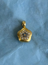 Load image into Gallery viewer, Puffy Blue &amp; White Flower 18k Gold Charm
