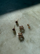 Load image into Gallery viewer, Garnet &amp; Ruby 14k Yellow Gold Push Back Earrings

