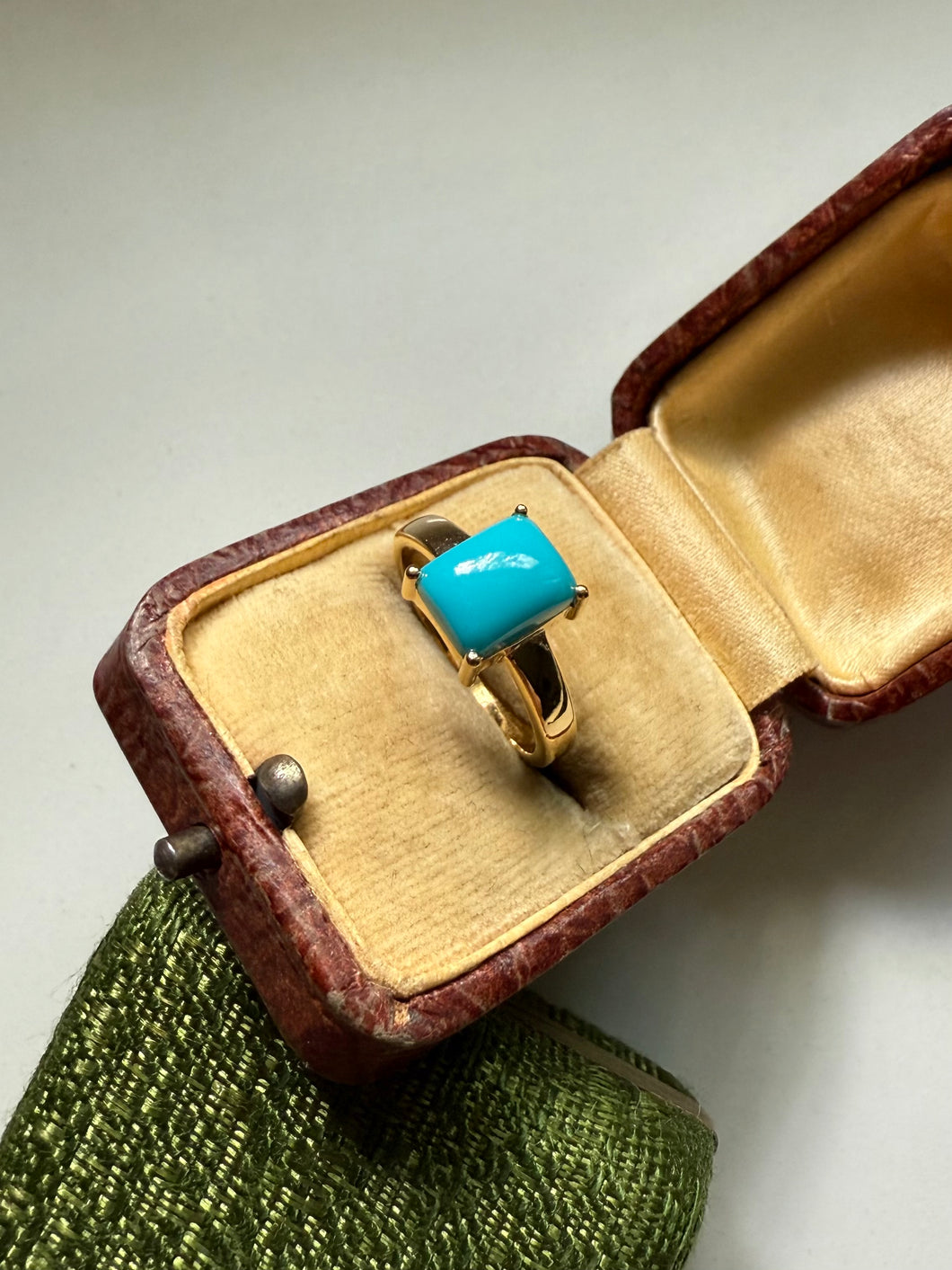 Faux Turquoise Gold Vermeil Ring Size 7