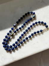 Load image into Gallery viewer, Cloisonné &amp; Sodalite Strand 14k Gold  Necklace 19”
