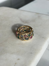 Load image into Gallery viewer, Multi-Gemstone Wide Gold Vermeil Ring Size 10
