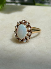 Load image into Gallery viewer, Antique 14k Gold Pearl &amp; Opal Ring Size 6
