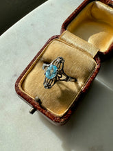 Load image into Gallery viewer, Vintage Filigree Blue Topaz Sterling Silver Ring Size 8.25
