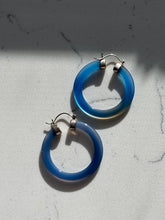 Load image into Gallery viewer, Blue Agate Sterling Silver Hoops
