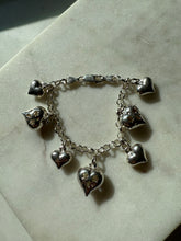 Load image into Gallery viewer, Celestial Puffy Heart Sterling Silver Charm Bracelet 7”
