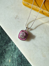 Load image into Gallery viewer, Sterling Morganite Pink Sapphire Zircon Necklace 18”
