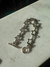 Load image into Gallery viewer, Vintage Star Link Sterling Silver Toggle Clasp Bracelet 7”
