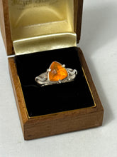 Load image into Gallery viewer, Faceted Orange Glass Sterling Silver Ring Size 8.25
