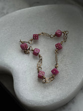 Load image into Gallery viewer, Vintage Pink Dice 1/20 12k Gold Fill Bracelet 7”
