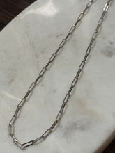 Load image into Gallery viewer, Rhodium Plated Sterling Silver Paper Clip Chain 18.5”
