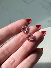 Load image into Gallery viewer, Vintage Ruby &amp; Diamond 10k Yellow Gold Push Back Heart Studs
