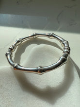 Load image into Gallery viewer, Chunky Bamboo Sterling Silver Hinged Bangle Bracelet
