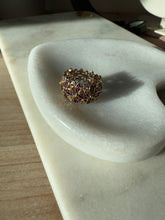 Load image into Gallery viewer, Floral Amethyst &amp; White Sapphire Gold Vermeil Ring Size 9
