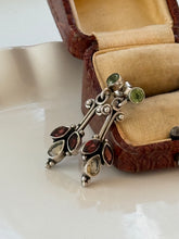 Load image into Gallery viewer, Peridot, Garnet, Citrine Sterling Silver Earrings
