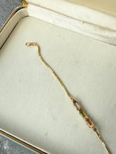 Load image into Gallery viewer, Peridot Garnet Amethyst 14k Gold Micro Box Chain Bracelet 6.5”
