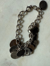 Load image into Gallery viewer, Vintage Coin Charm Sterling Silver Bracelet
