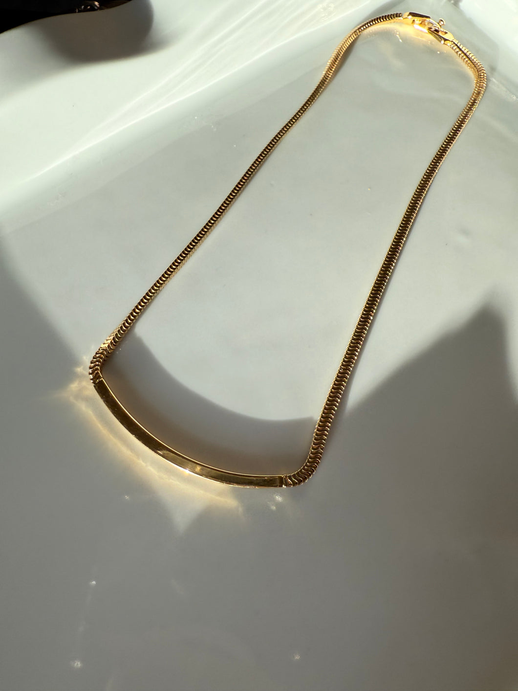 Monet Golden Bar Snake Necklace 16”