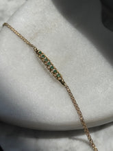 Load image into Gallery viewer, Vintage 14k Gold Emerald Bracelet 7.5”
