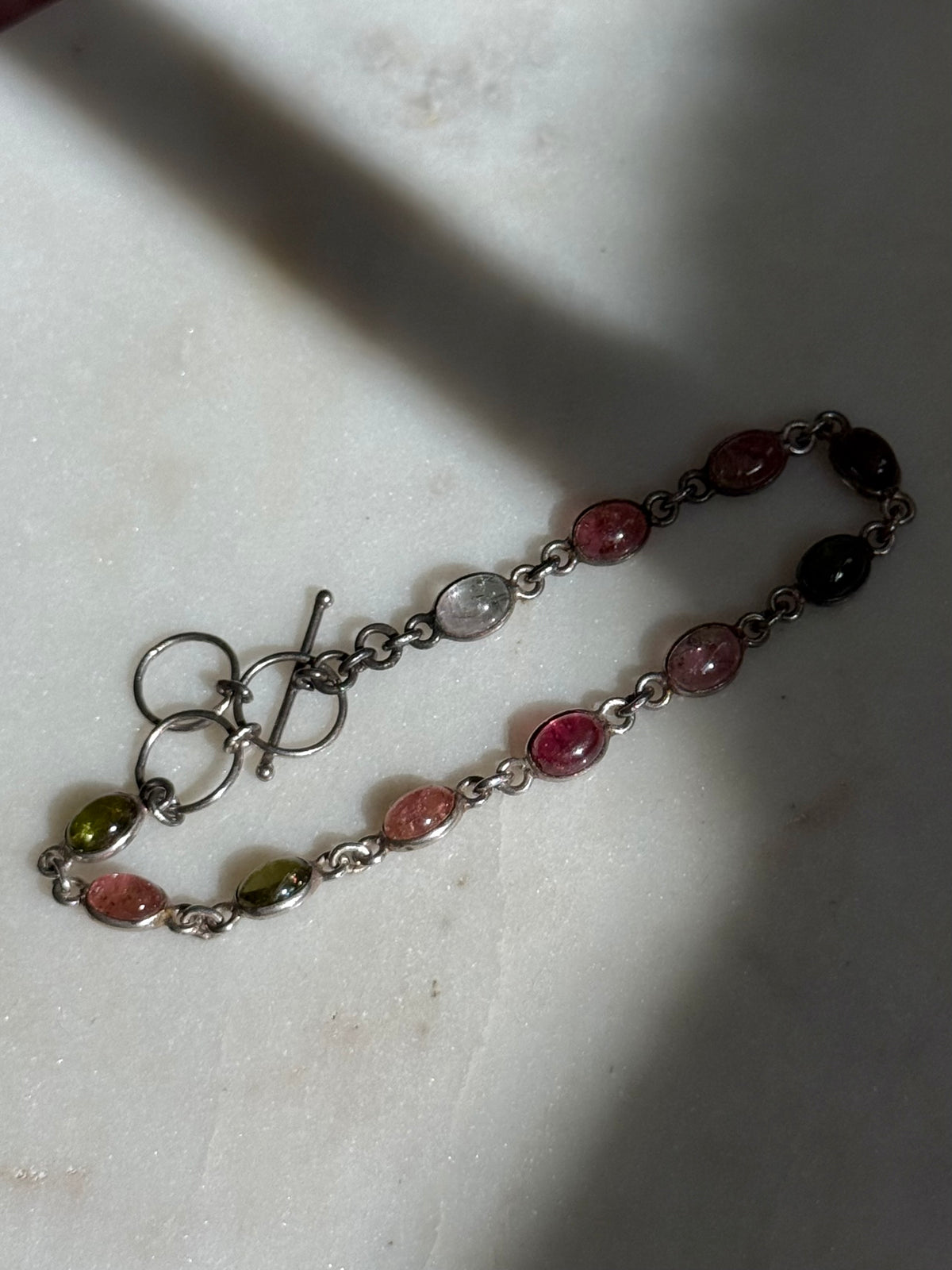 Tourmaline Sterling Silver Bracelet 7.25”