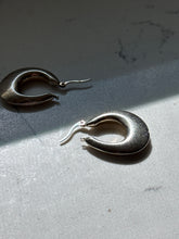 Load image into Gallery viewer, Vintage Sterling Silver Oblong Hoop Earrings
