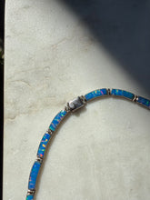 Load image into Gallery viewer, Simulated Opal Inlay Sterling Silver Necklace 14.5”
