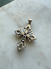 Load image into Gallery viewer, Moonstone Amethyst Sterling Cross Pendant
