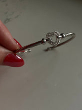 Load image into Gallery viewer, CZ Heart Sterling Silver Cuff Bracelet
