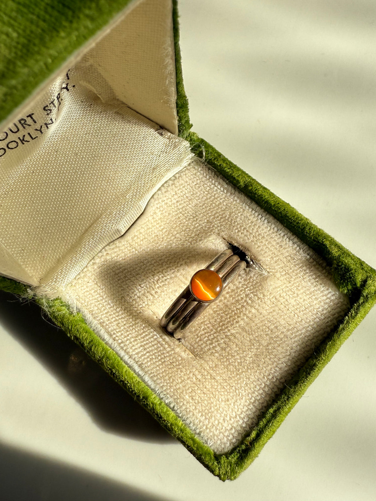 Vintage Orange Tigers Eye Sterling Silver Ring Size 7.5