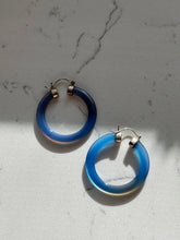 Load image into Gallery viewer, Blue Agate Sterling Silver Hoops
