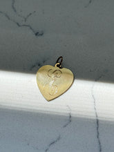 Load image into Gallery viewer, Vintage Engraved E Heart 14k Gold Pendant
