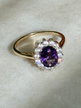 Load image into Gallery viewer, Purple Halo Gold Vermeil Ring Size 9

