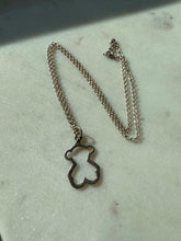 Load image into Gallery viewer, Vintage Sterling Silver Teddy Bear Necklace 18”
