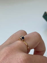 Load image into Gallery viewer, Vintage Modernist Blue Enamel 18k Gold Ring Size 7
